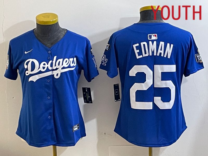 Youth Los Angeles Dodgers 25 Edman Blue Game 2024 Nike MLB Jersey style 11215